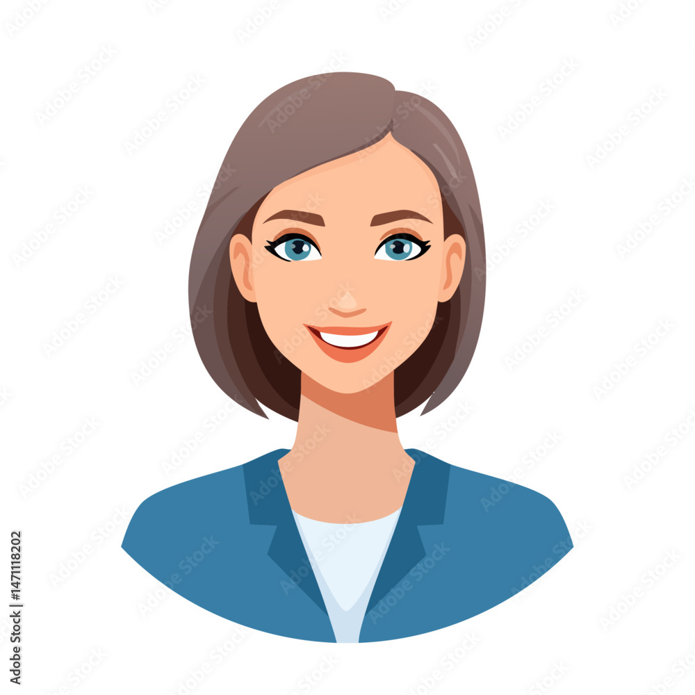 Flat Vector. Portrait of only one Woman. Simple Background. Flat Vector. Portrait of only one Woman. Simple Background.