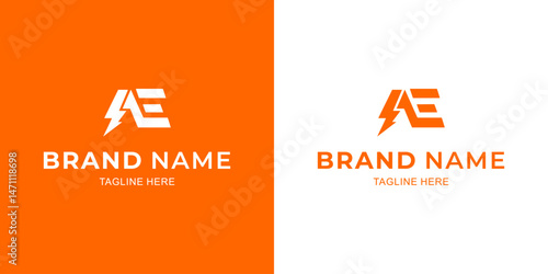 Creative AE Letter Logo with Electricity, Illustration, Design Inspiration, Vector, Icon