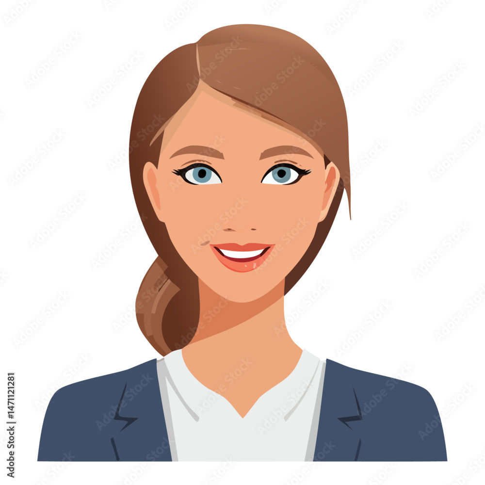 Flat Vector. Portrait of only one Woman. Simple Background. Flat Vector. Portrait of only one Woman. Simple Background.