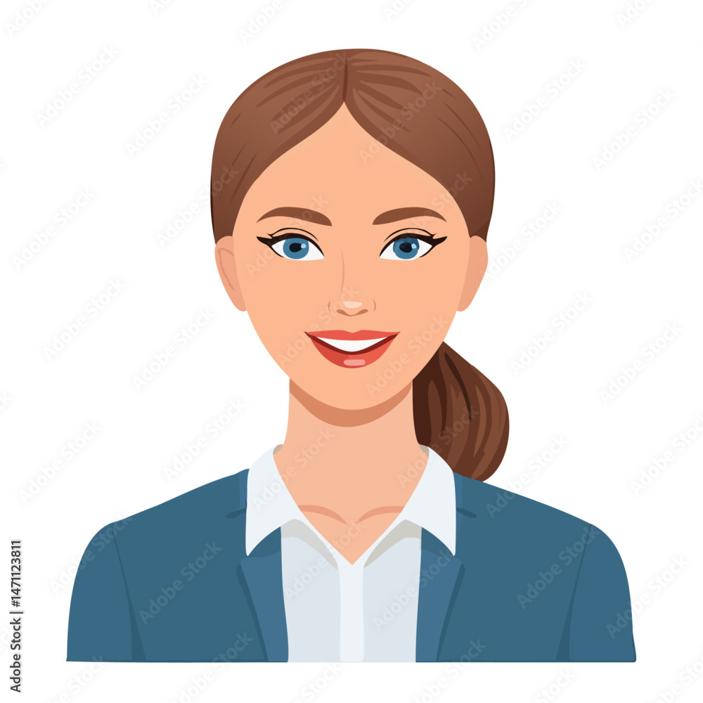 Flat Vector. Portrait of only one Woman. Simple Background. Flat Vector. Portrait of only one Woman. Simple Background.
