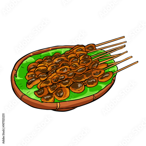 Sidoarjo Culinary hand drawn of Sate Kerang