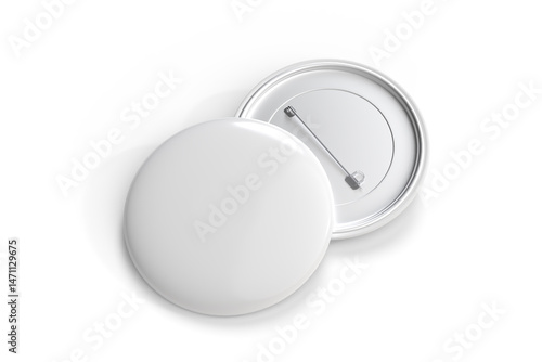 Billede på lærred Blank Round Pin Badges Mockup Template isolated on background