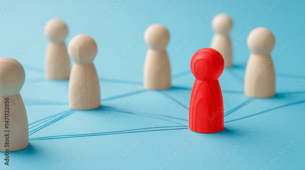 Obraz premium Red Leader Peg Among Beige Network Team Concept