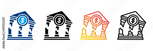 Bankruptcy  Icon Set Different Style Collection 