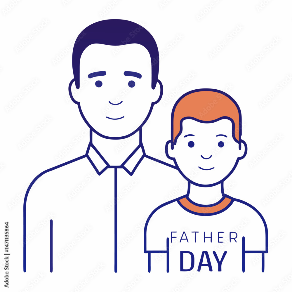 Fototapeta premium Father and son vector on white background.