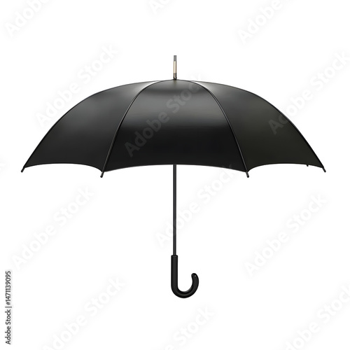 Elegant Black Umbrella Against Transparent Background