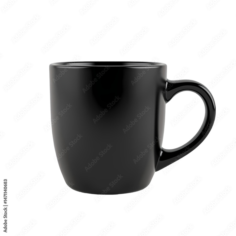 Black Mug Elegant Minimalist Coffee Cup Design isolated on transparent background Black Mug Elegant Minimalist Coffee Cup Design isolated on transparent background