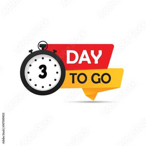 3 DAYS TO GO ICON DESIGN RED AND YELLOW COLOR