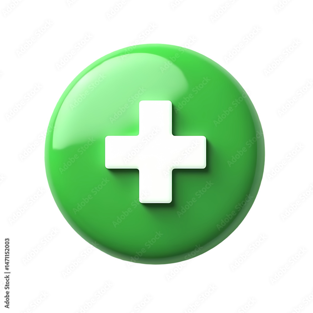 Green Plus Button Medical Add Positive Icon isolated on transparent background Green Plus Button Medical Add Positive Icon isolated on transparent background