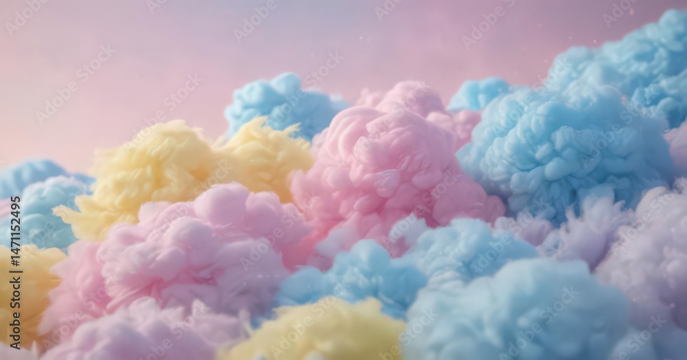 Soft, fuzzy pink, blue, and yellow blend; dreamy cotton candy effect , fantasy, blend, illustration Soft, fuzzy pink, blue, and yellow blend; dreamy cotton candy effect , fantasy, blend, illustration