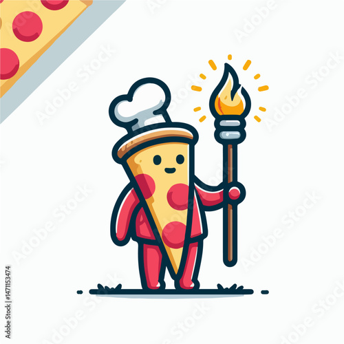 illustration of someone bringing a pizza