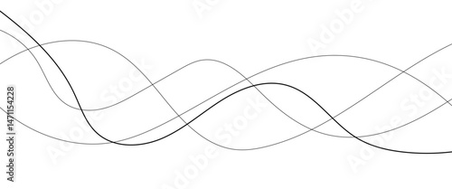 Abstract wavy black and white curved lines. 