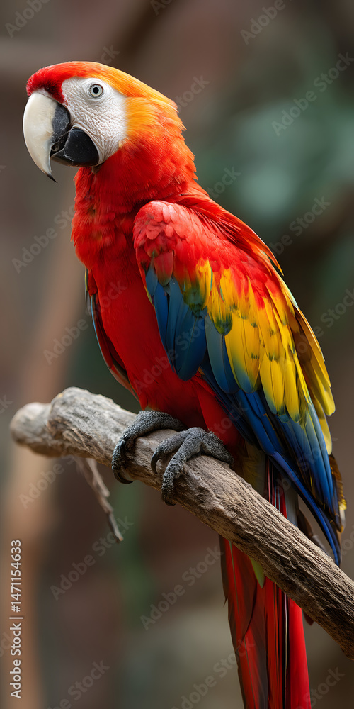 Obraz premium Vibrant Parrot Perched in Lush Tropical Foliage
