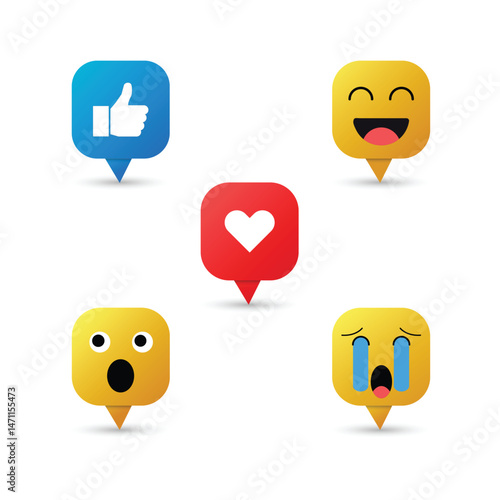 Flat emoticon reaction collection icon