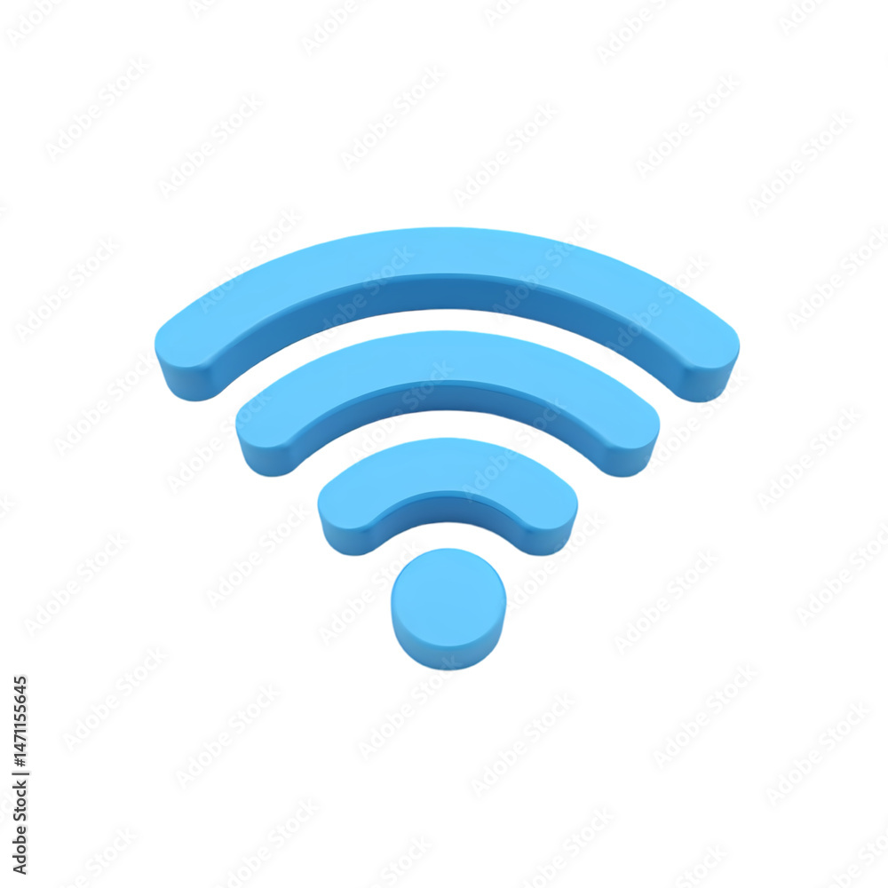 3D Wifi Symbol HighQuality Blue Wireless Icon isolated on transparent background 3D Wifi Symbol HighQuality Blue Wireless Icon isolated on transparent background