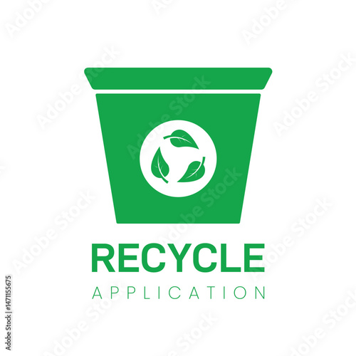 Green recycling arrows vector design with leaves 
