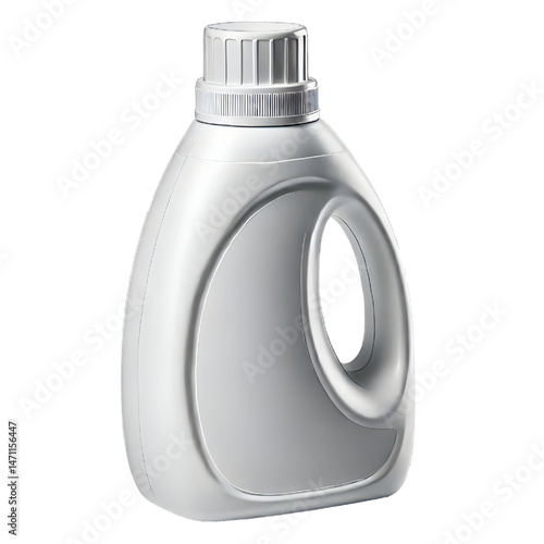 Empty white plastic detergent bottle