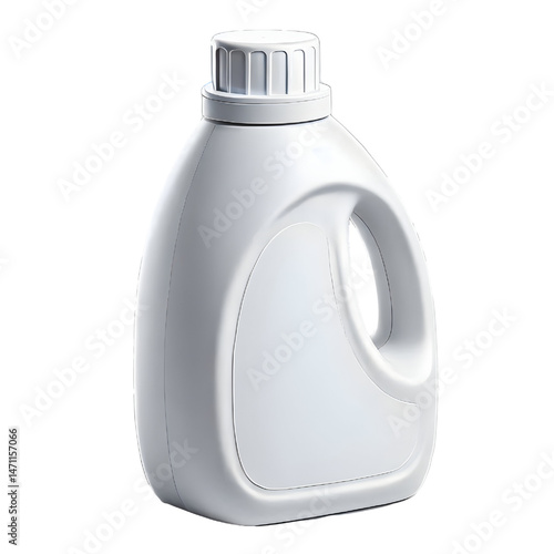 Empty white plastic detergent bottle