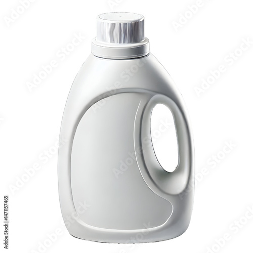 Empty white plastic detergent bottle