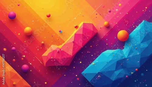 Abstract geometric shapes, vibrant colors, modern art design , visual, creative