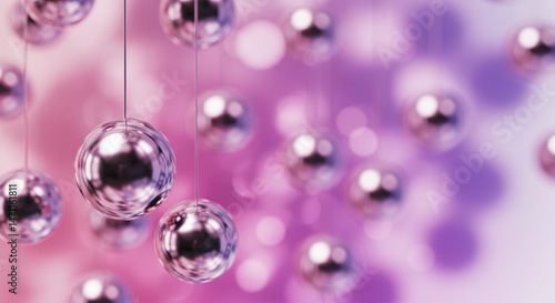 Wallpaper Mural Cascading Orbs: A Luminous Dance of Spheres in Pink and Lavender Light Torontodigital.ca