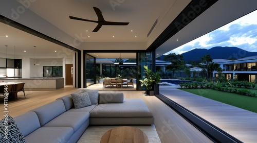A minimalist home with smart devices integrated into the decor