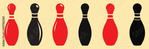 Bowling pins silhouette, Bowling pins clip art, bowling ball and pin vector style with white background