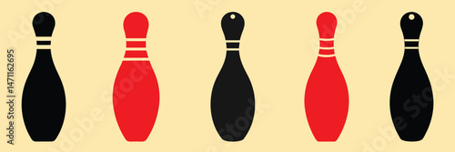 Bowling pins silhouette, Bowling pins clip art, bowling ball and pin vector style with white background