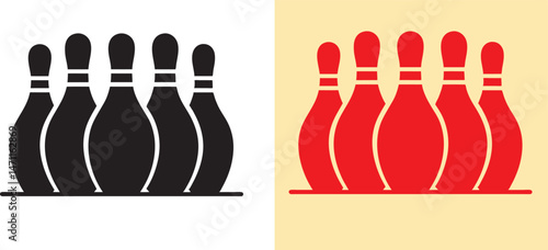 Bowling pins silhouette, Bowling pins clip art, bowling ball and pin vector style with white background