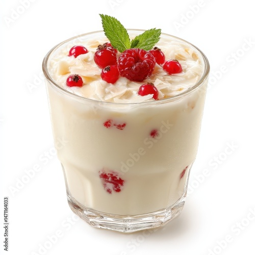 Wallpaper Mural Delicious Creamy Yogurt Parfait with Raspberries Red Currants and Coconut Flakes A refreshing summer dessert Torontodigital.ca