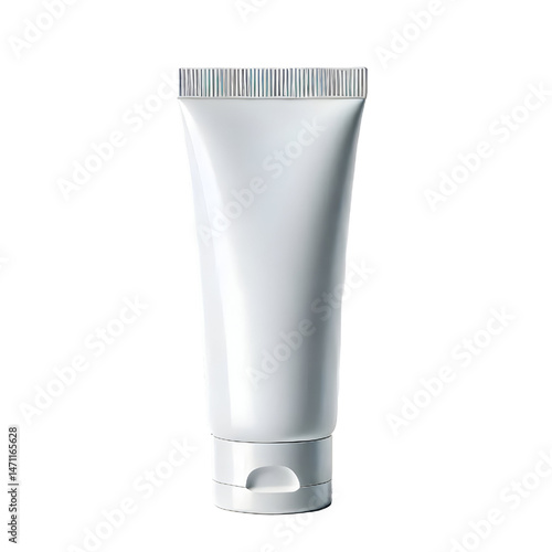 Empty white cosmetic grey tube isolated on white background
