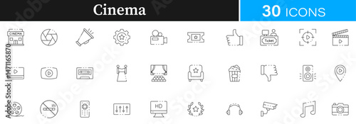 Cinema, Films, Filming, Shouting icon pack | Detailed Outline | Editable Stoke 30 icon | Victor illustrator.