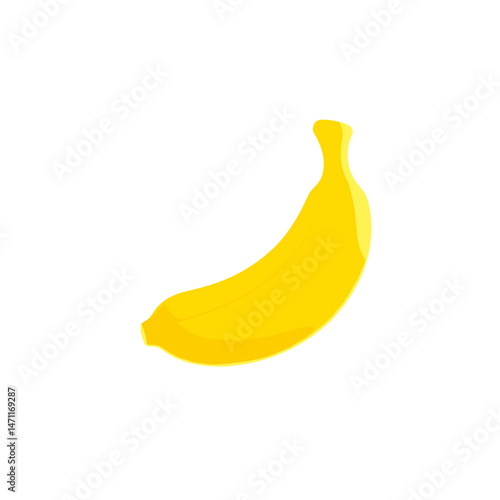 Vibrant yellow banana on a white background
