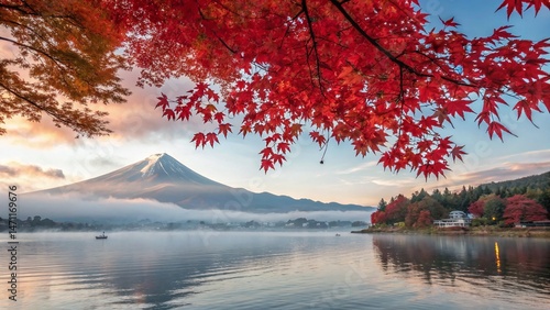 Wallpaper Mural Colorful Autumn Season Landscape with Mount Fuji and Vibrant Foliage Torontodigital.ca