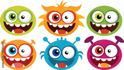 Isolated Funny Comic Monster Eyes on Gray Background: A Playful and Angry Illustration to Add Fun to Your Designs