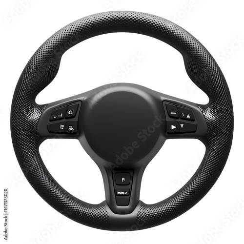  Black steering wheel with textured grip