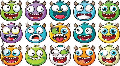 Funny Comic Monster Eyes on Gray: A Fierce and Bold Expression for Comic Fans and Illustrators