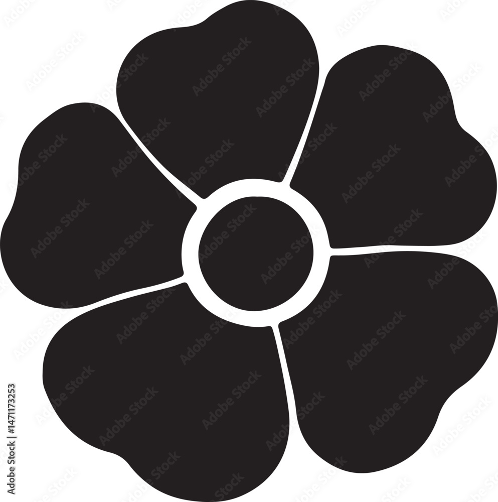 A delicate anemone flower icon with a dark center and smooth petals_traced A delicate anemone flower icon with a dark center and smooth petals_traced