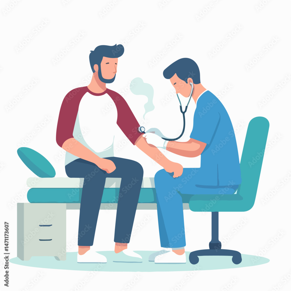 illustration of a doctor with a patient illustration of a doctor with a patient
