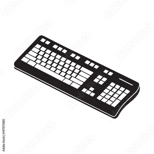 Computer Keyboard Solid Flat Vector Icon Isolated on White Background.
