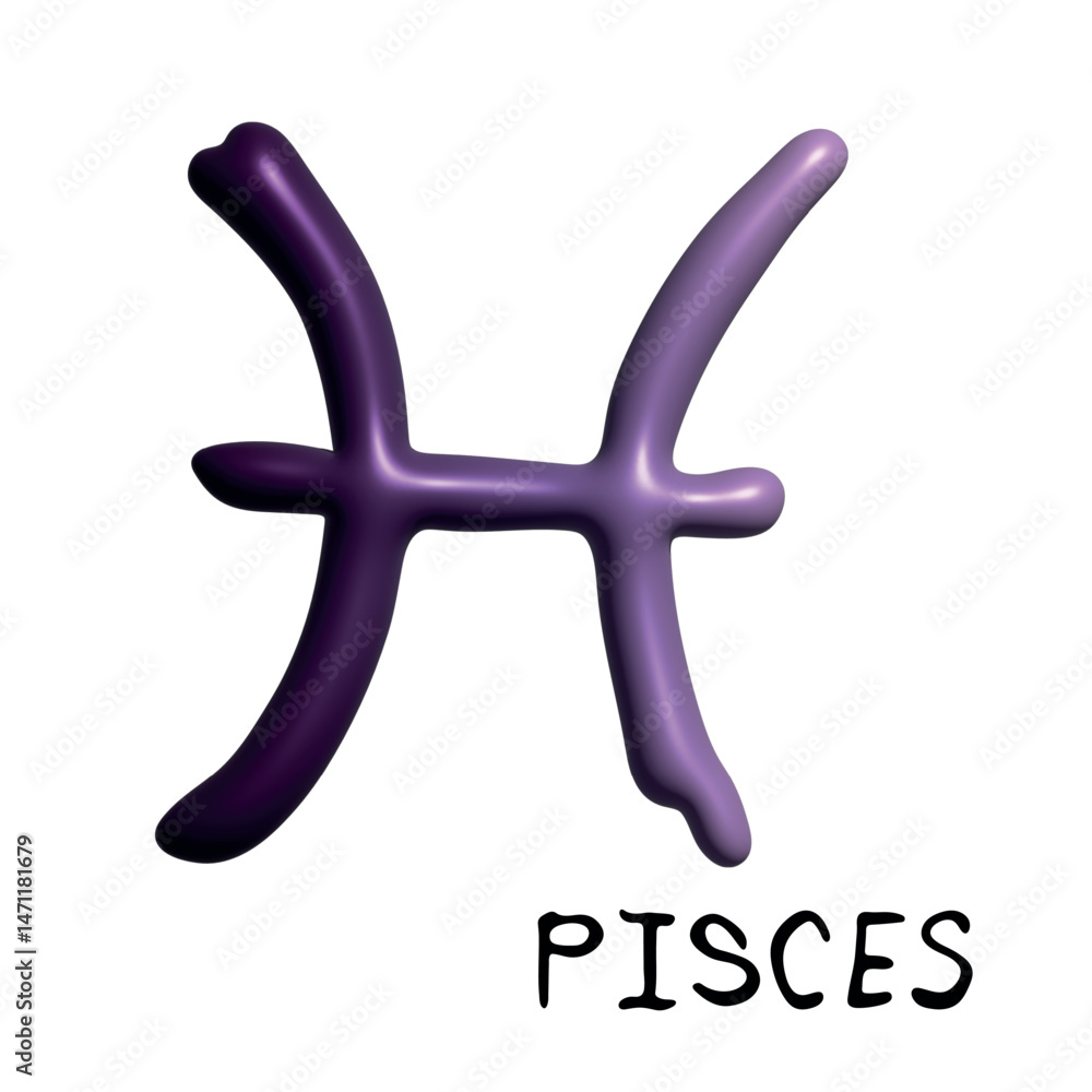 Obraz premium 3d pisces zodiac sign Esoteric symbol Astrology clipart Element for design