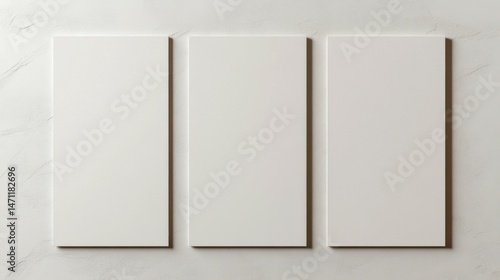 Three vertical mockup posters on a white wall. The design is clean and minimalist, with the posters aligned evenly and framed by the white background, creating a sleek and modern display