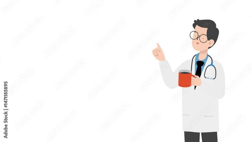 Doctor standing holding coffee cartoon animation
Doctor standing holding coffee cartoon animation