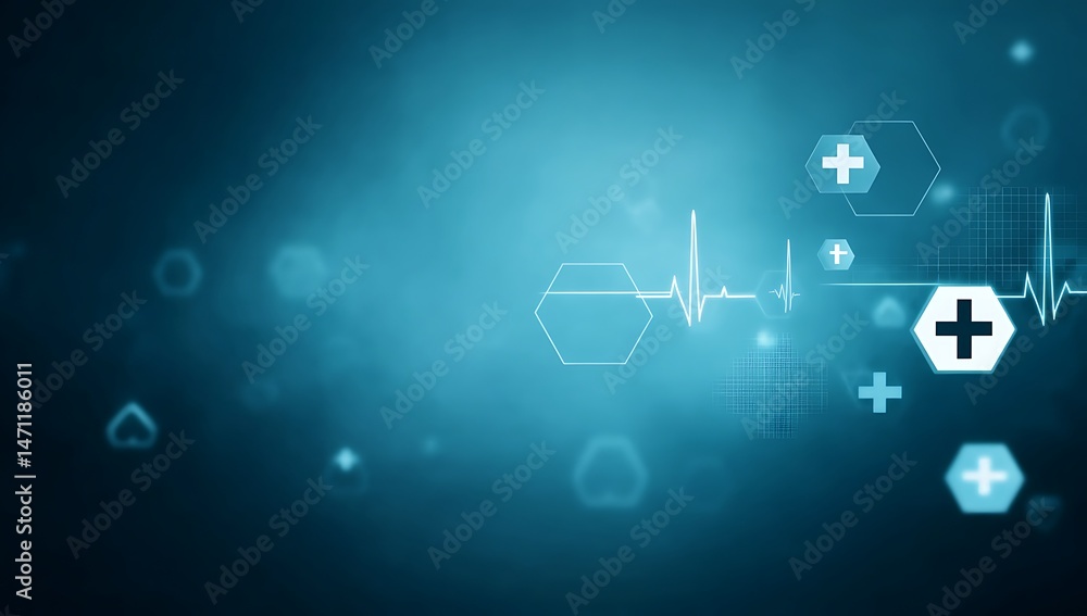 Abstract Medical Background with Heartbeat and Crosses Healthcare Technology Medicine Science Design Abstract Medical Background with Heartbeat and Crosses Healthcare Technology Medicine Science Design