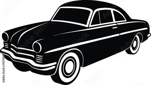 Vintage American car silhouette - 1950s cruiser, EPS JPEG PNG