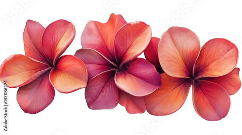 Exquisite Plumeria Flowers in Gradient Shades on PNG transparent background