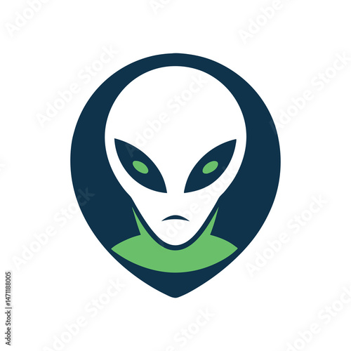 Flat and Minimal alien head icon vector illustration on white