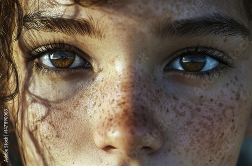 Close-up portrait with a shallow depth of field, eyes in sharp focus