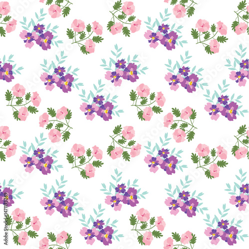 Colorful blossom for fabric and background, seamless pattern.