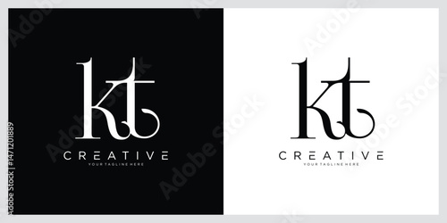 KT or TK initial letter logo design vector